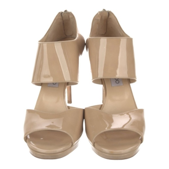 Jimmy Choo Private Nude Patent Leather Heels Sandals 39/9 fits US 8 runs small - Picture 3 of 15